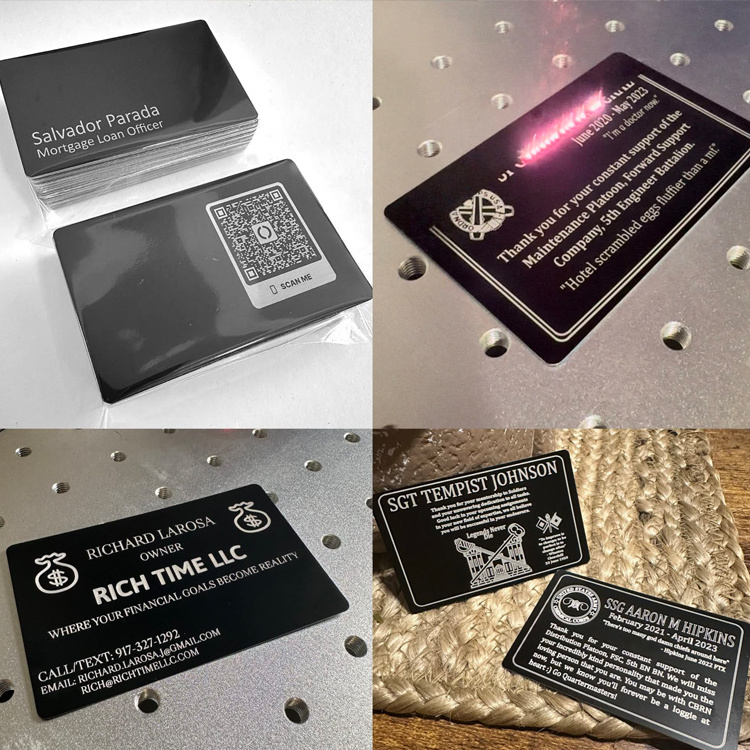 Custoom Smooth Blank Name Cards Aluminium Alloy Metal Sheet Debugging Laser Engraved Business Work Card