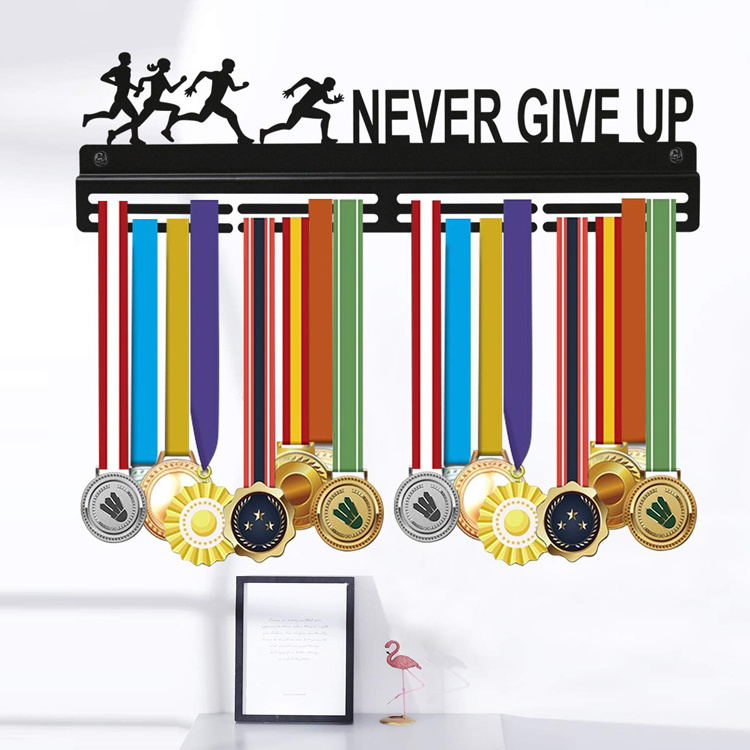 Custom Laser Cutting Wall Mounted Ferrous Metal Marathon Medal Display Rack