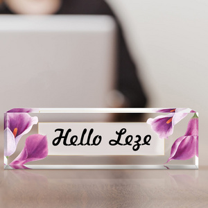 Custom Plexiglass Stand Paperweight Name Plate Desk Print Sublimation Logo Gift Transparent Acrylic Block Decoration