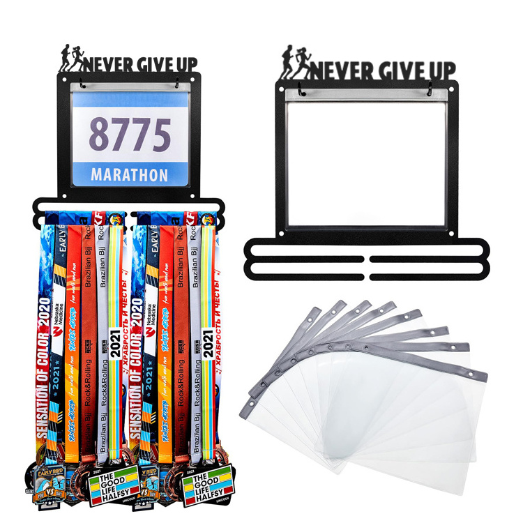 Race Display Wall Mounted Medal Hanger Running Bib Medal Holder Hanging Rack Display Square Shape Medal Holders