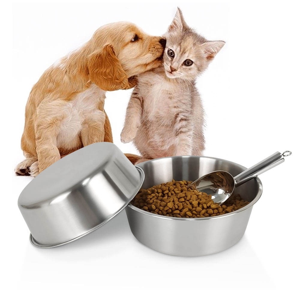 Stainless Steel Dog Bowl Durable Non-Slip Rubber Bottom Cat Food Water Pet Bowl Puppy Feeder For Small Medium Large Dogs