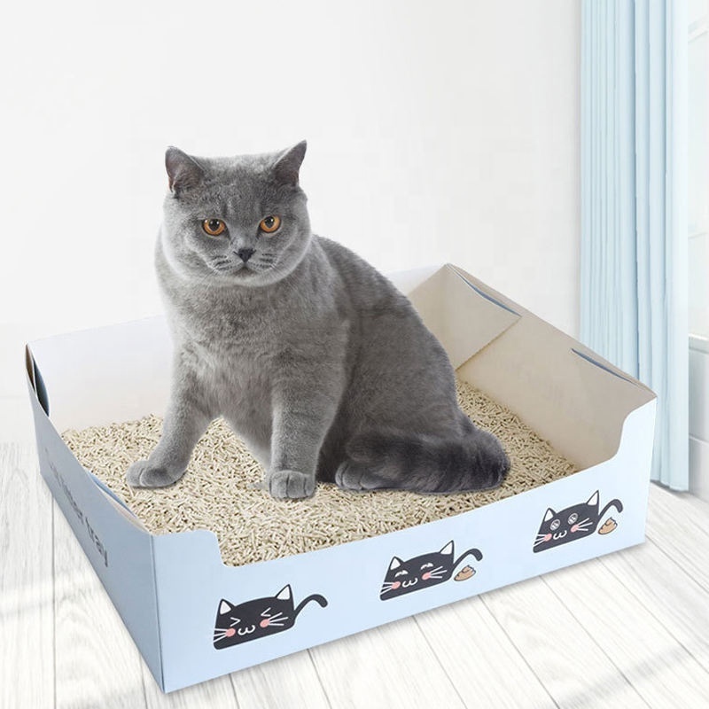 Disposable Paper Foldable Cat Litter Tray  Custom Eco Friendly Biodegradable Portable Paper Travel Cat Toilet Litter Box