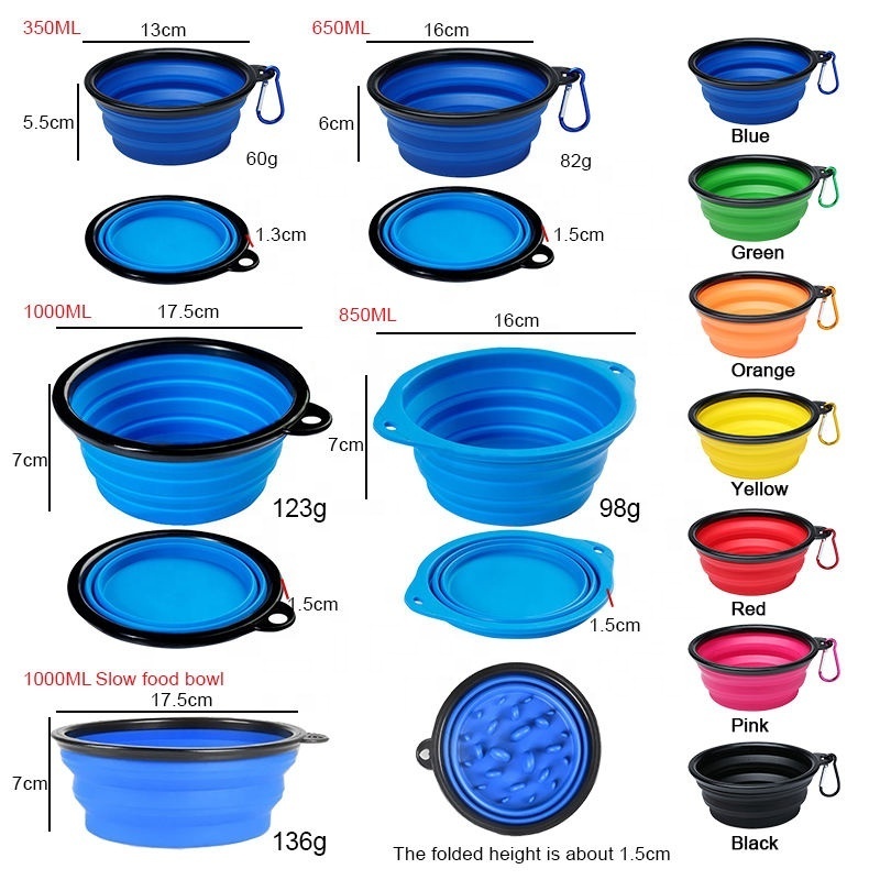 Collapsible Slow Feeder Pet Bowl Outdoor Travel Water Drinking Portable TPE Dog Bowls