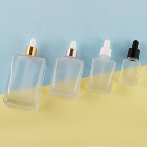 Custom Square Flat Shoulder Glass Dropper Bottles 15ml 30ml 50ml 100ml Sizes Frosted Serum Essential Oils Packaging Decal