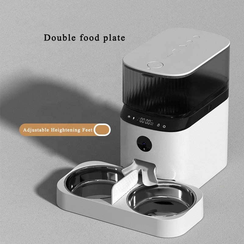 Custom Logo Automatic Pet Feeder with Camera Tuya Cat Feeders 5L Food Timer Feeding Smart Wifi Pet Feeder Charge ABS Rounded