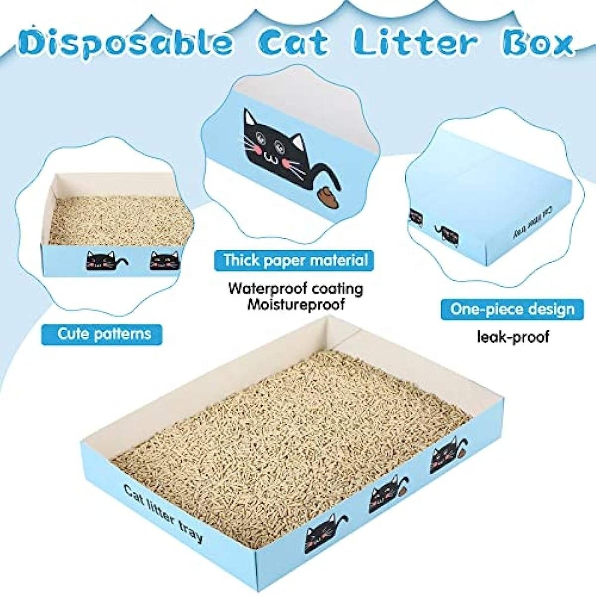 Disposable Paper Foldable Cat Litter Tray  Custom Eco Friendly Biodegradable Portable Paper Travel Cat Toilet Litter Box