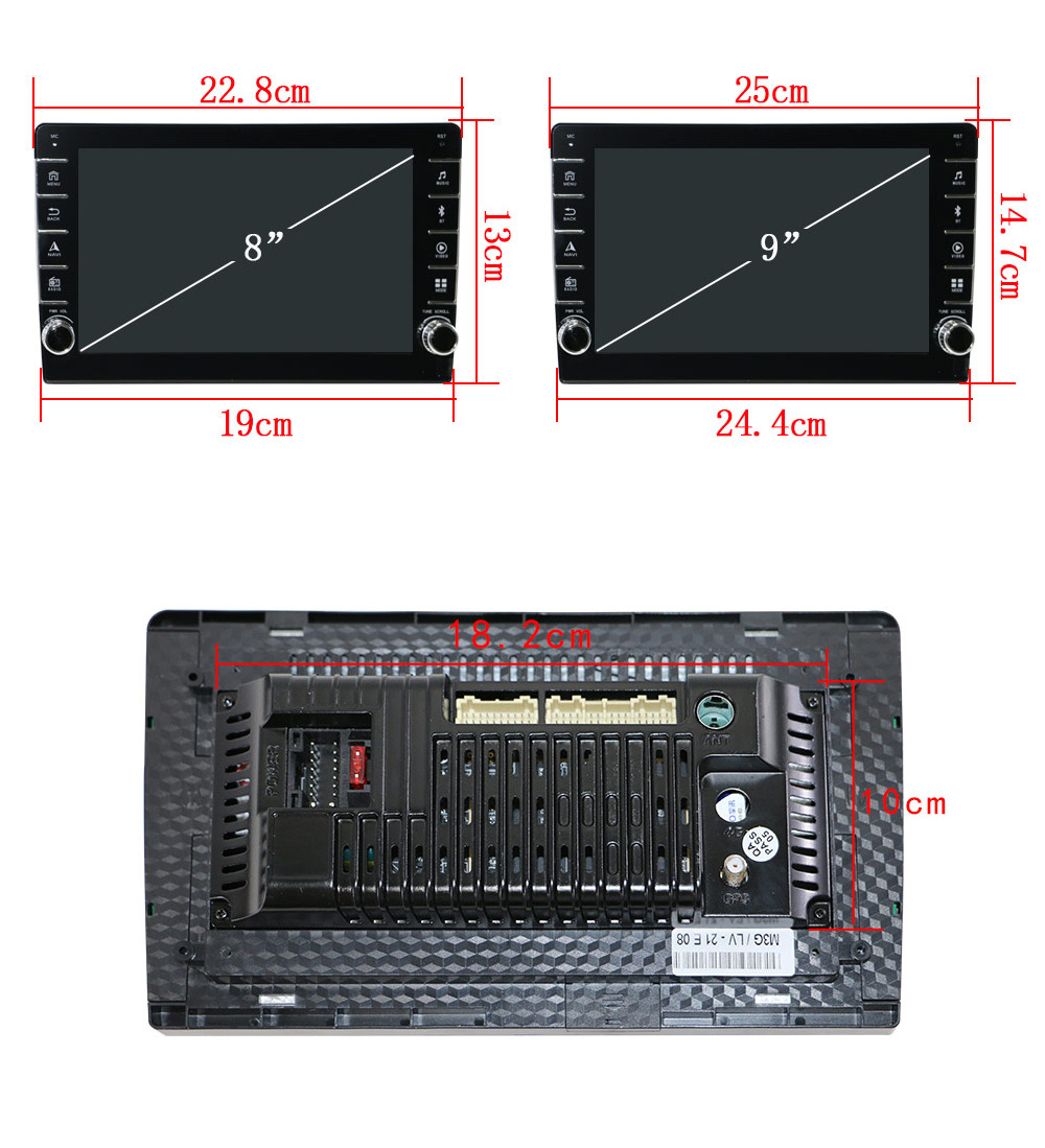 Universal 9 10 inch frame host ultra-thin universal car stereo android 12 with knobs keys carplay auto 8core dsp