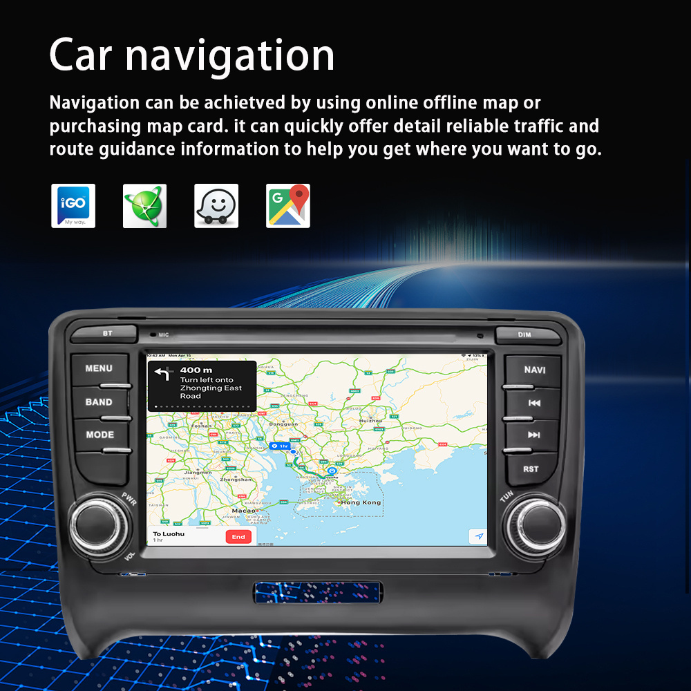 LELV 7'' Android 13 Car Radio For Audi Tt 2008-2014 Stereo Carplay Android Auto Gps Wifi Fm Fascia Panel