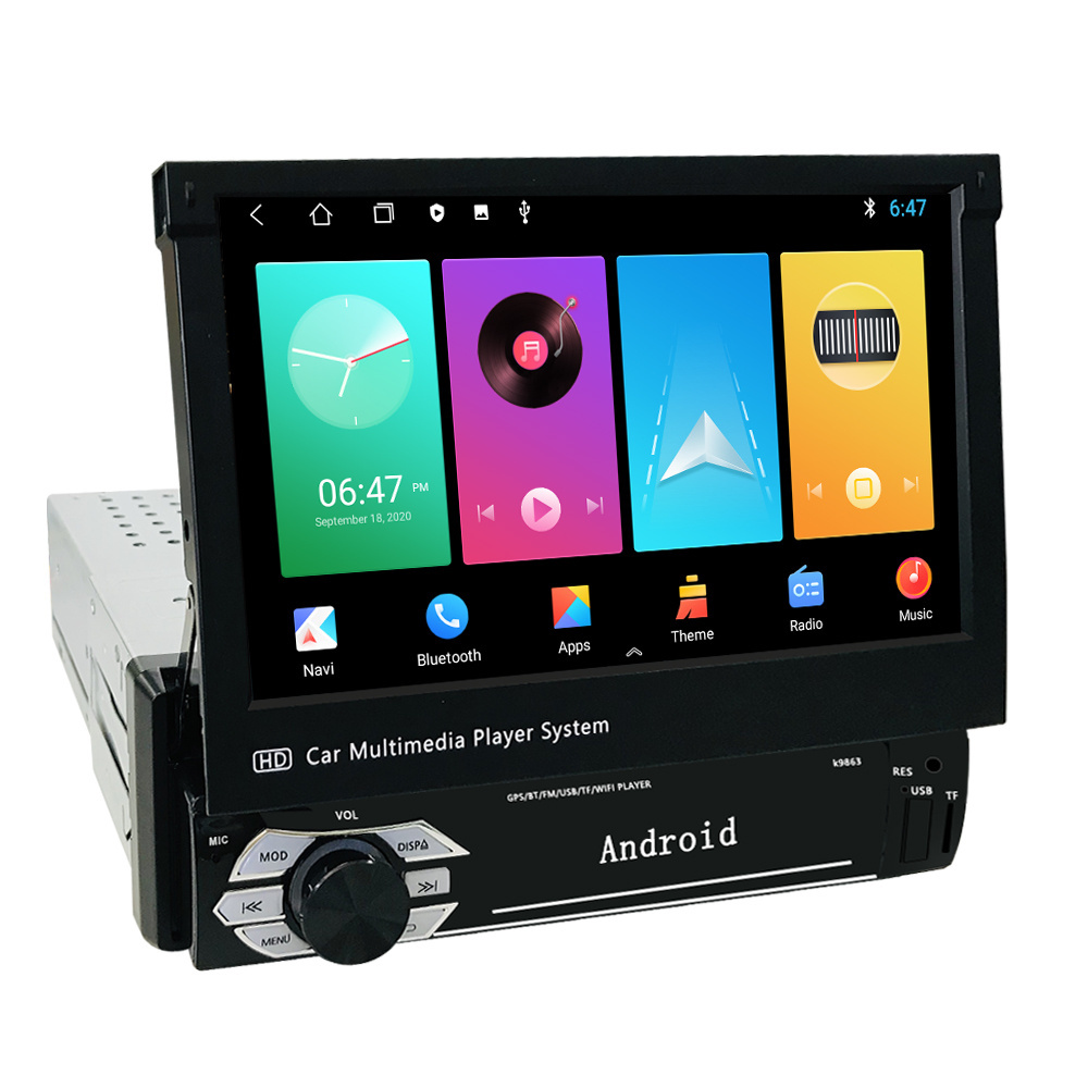 1din Car Android Radio Retractable Screen Autoradio Car Mp5 Player Stereo 1+16/2+32 Bt/gps/wifi Carplay 7 Inch Car Dvd Player