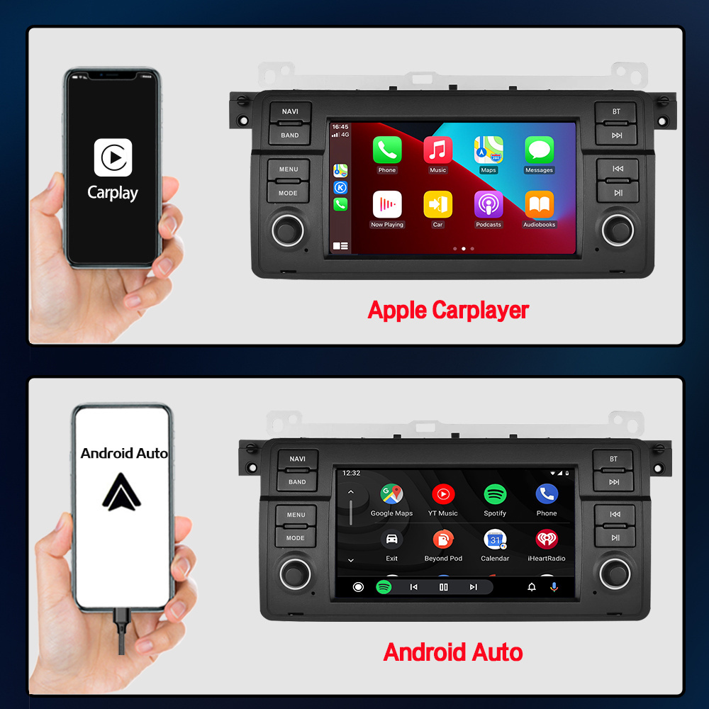 lelv 7inch Android 2+64gb 2 Din Car Radio For Bmw E46 Carplay & Android Auto Gps Wifi Hifi Audio Fm Rds Support Ahd Camera