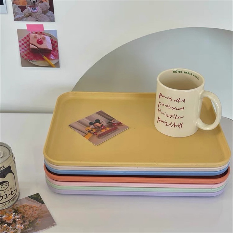 Lelyi Korean ins simple color rectangular tray storage plate tableware one person breakfast plate