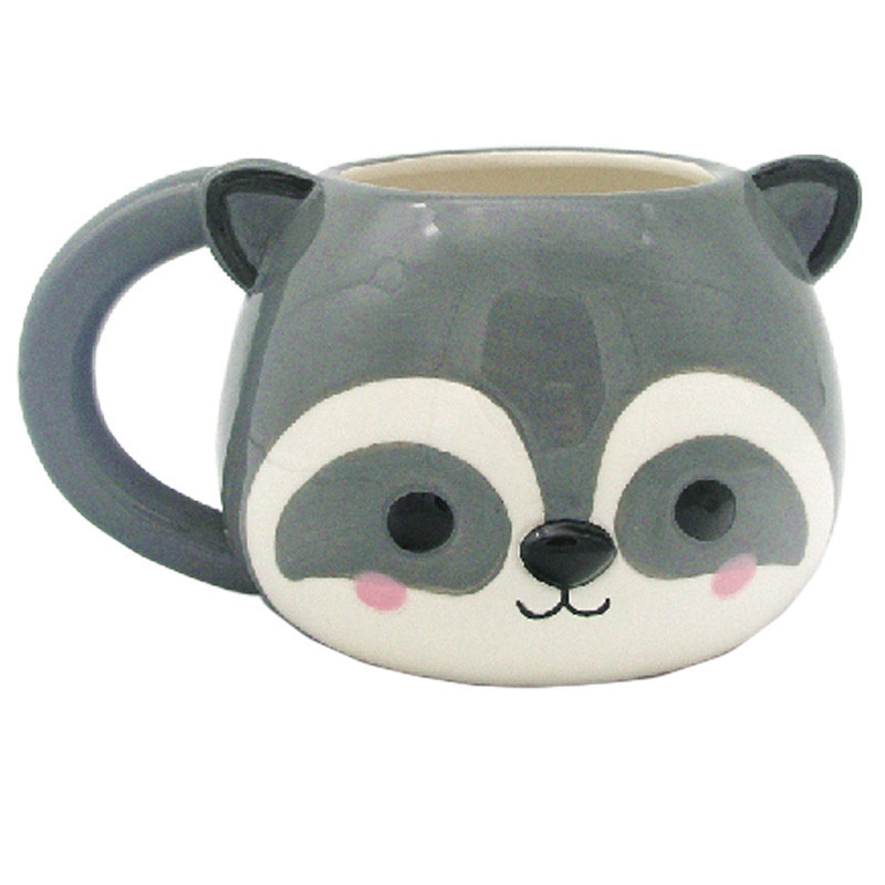 Lelyi Creative three-dimensional animal head duck mouse raccoon blue cat rabbit shape ceramic mug