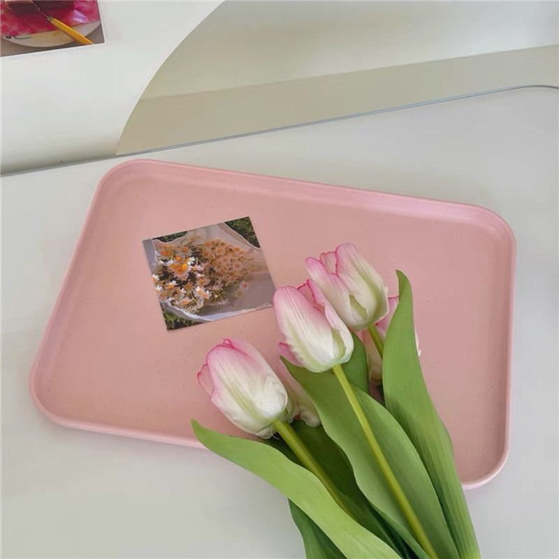 Lelyi Korean ins simple color rectangular tray storage plate tableware one person breakfast plate