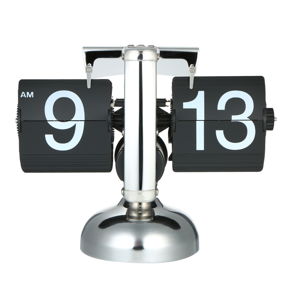 Lelyi Balance Shaped Metal Auto Flip Down Decorative Desktop Clock with Single Holder