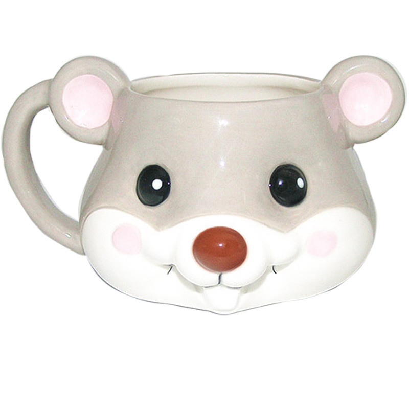 Lelyi Creative three-dimensional animal head duck mouse raccoon blue cat rabbit shape ceramic mug