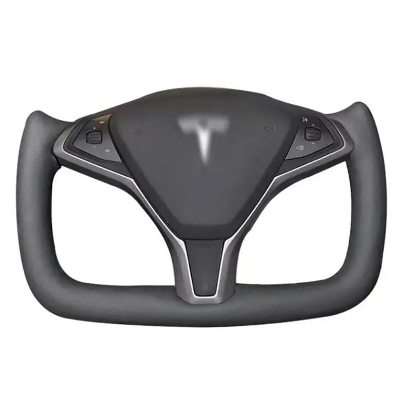 For Tesla Yoke Carbon Fiber Steering Wheel For Tesla Model Y Model 3 2017-2021 Leather