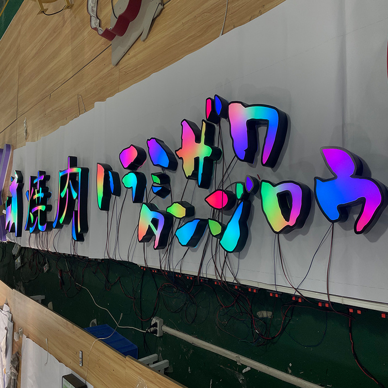 2023 Wholesale lighting building sign Outdoor channel letter LED color billboard Front luminous LED light 3D letter sign