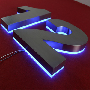 stainless steel plate light   for building Backlight letters floating house n illuminated solar address led house number sign