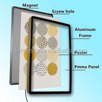 400*600mm slim box led light picture frame for advertising board aluminum material Magnetic slim light