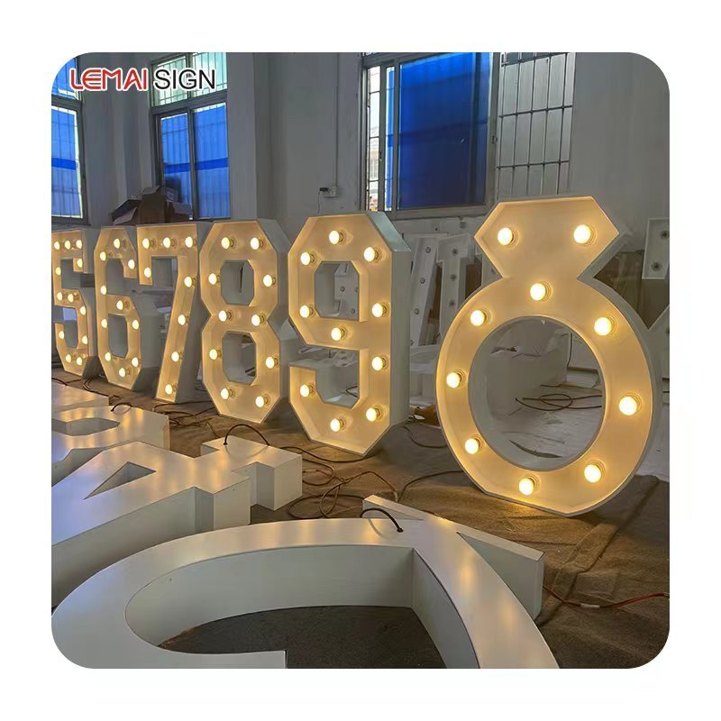 Customized 4-foot number 3-foot marriage lighted letters wooden ceiling love letter lamp marquee letters