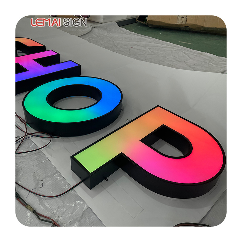 2023 Wholesale lighting building sign Outdoor channel letter LED color billboard Front luminous LED light 3D letter sign