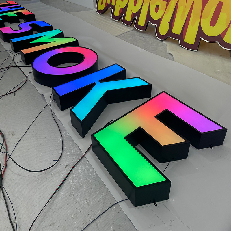 2023 Wholesale lighting building sign Outdoor channel letter LED color billboard Front luminous LED light 3D letter sign