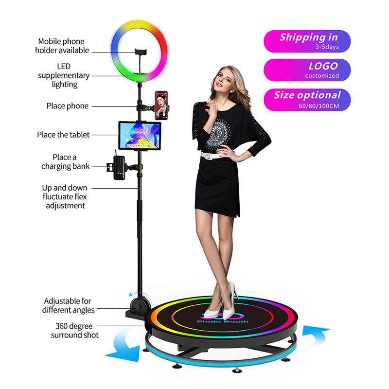 Photo Booth 360 degree photo booth surround photography selfie rotating platform live broadcast background