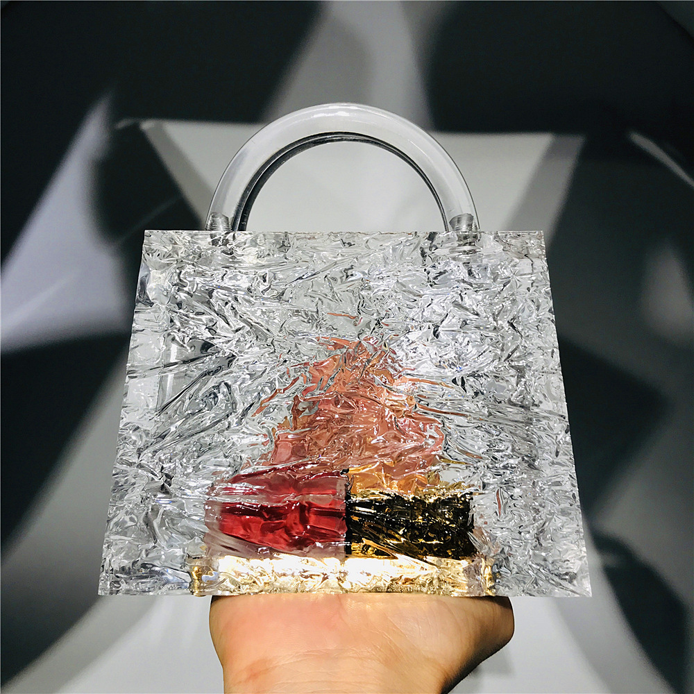 Lady Clear Acrylic Bubble Purse Evening Clutch Bag Party Wedding Woman Mini Transparent Acrylic Crystal Evening Bags With Chain