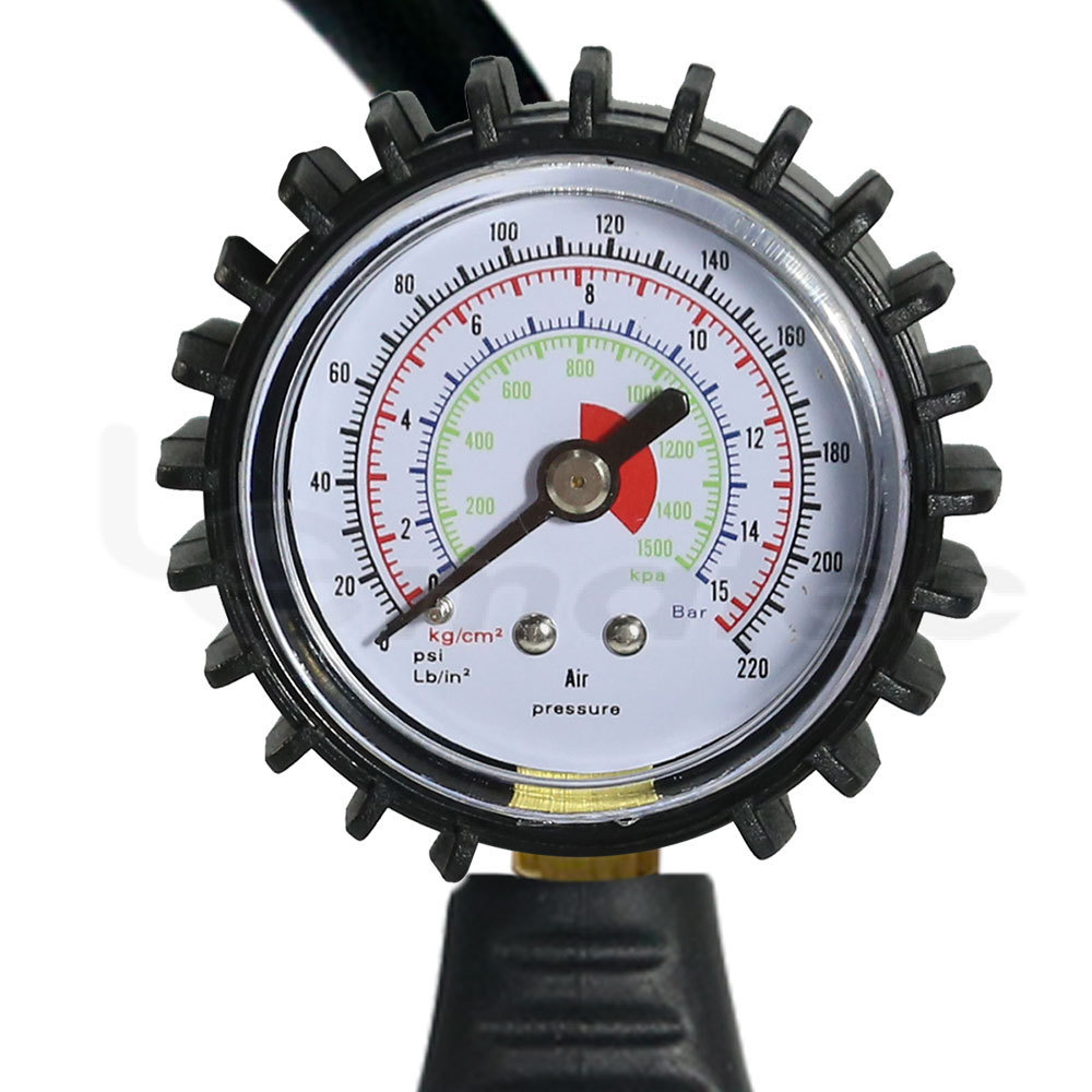 Portable Dial Tire Inflator With Pointer Pressure Gauge Car Truck Inflatable Hose Pump