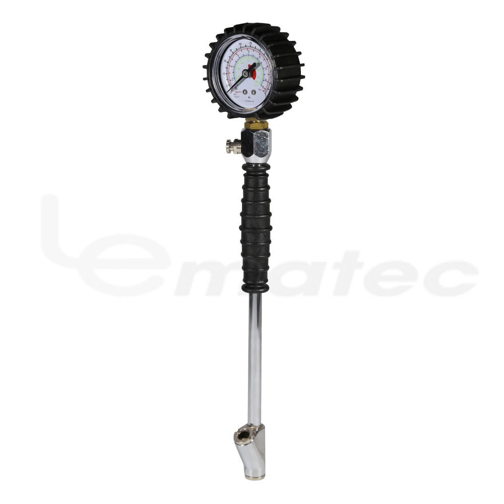 Precision Dial 220 Psi Tire Pressure Gauge With Chuck Deflator