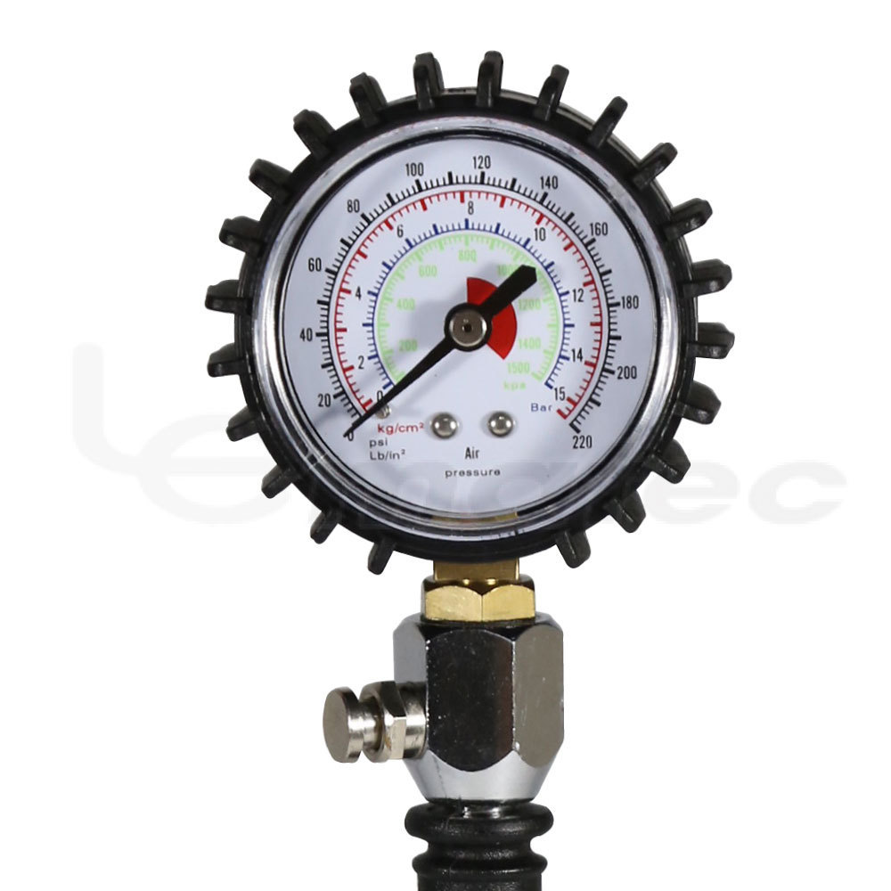 Precision Dial 220 Psi Tire Pressure Gauge With Chuck Deflator