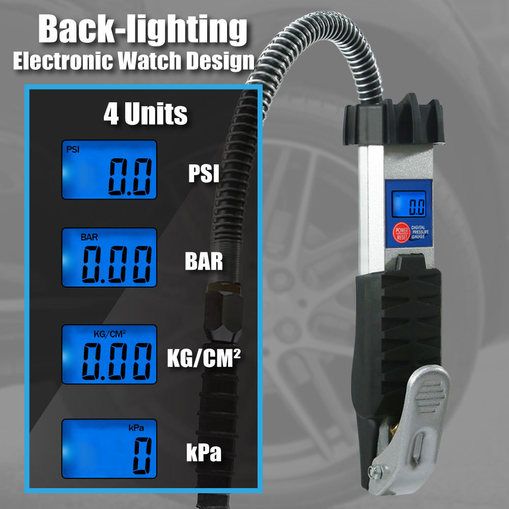 Heavy Duty Metal Digital Mobile Tire Inflator With Pressure Gauge LEMATEC Tyre Inflator Gun