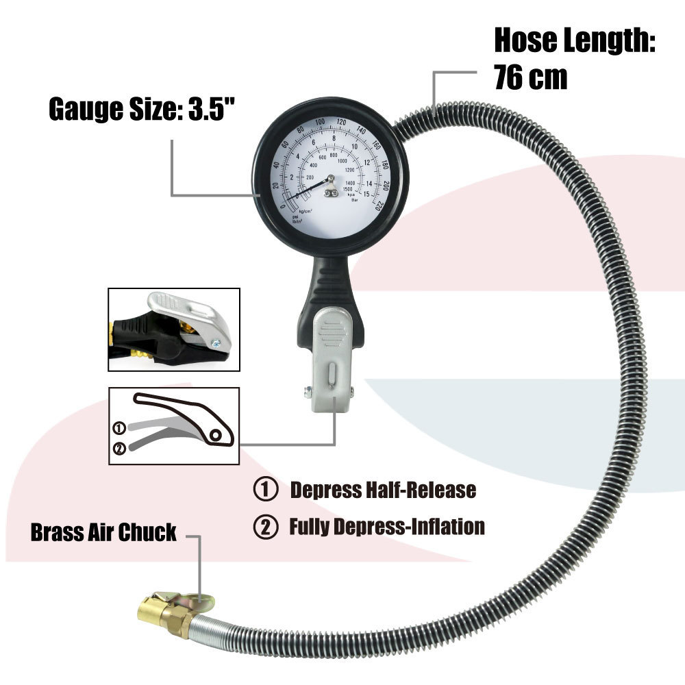 Heavy Duty Tire Inflator With Gauge Sealer And Air Inflator With Hose Portable Inflating Gun Taiwan Made