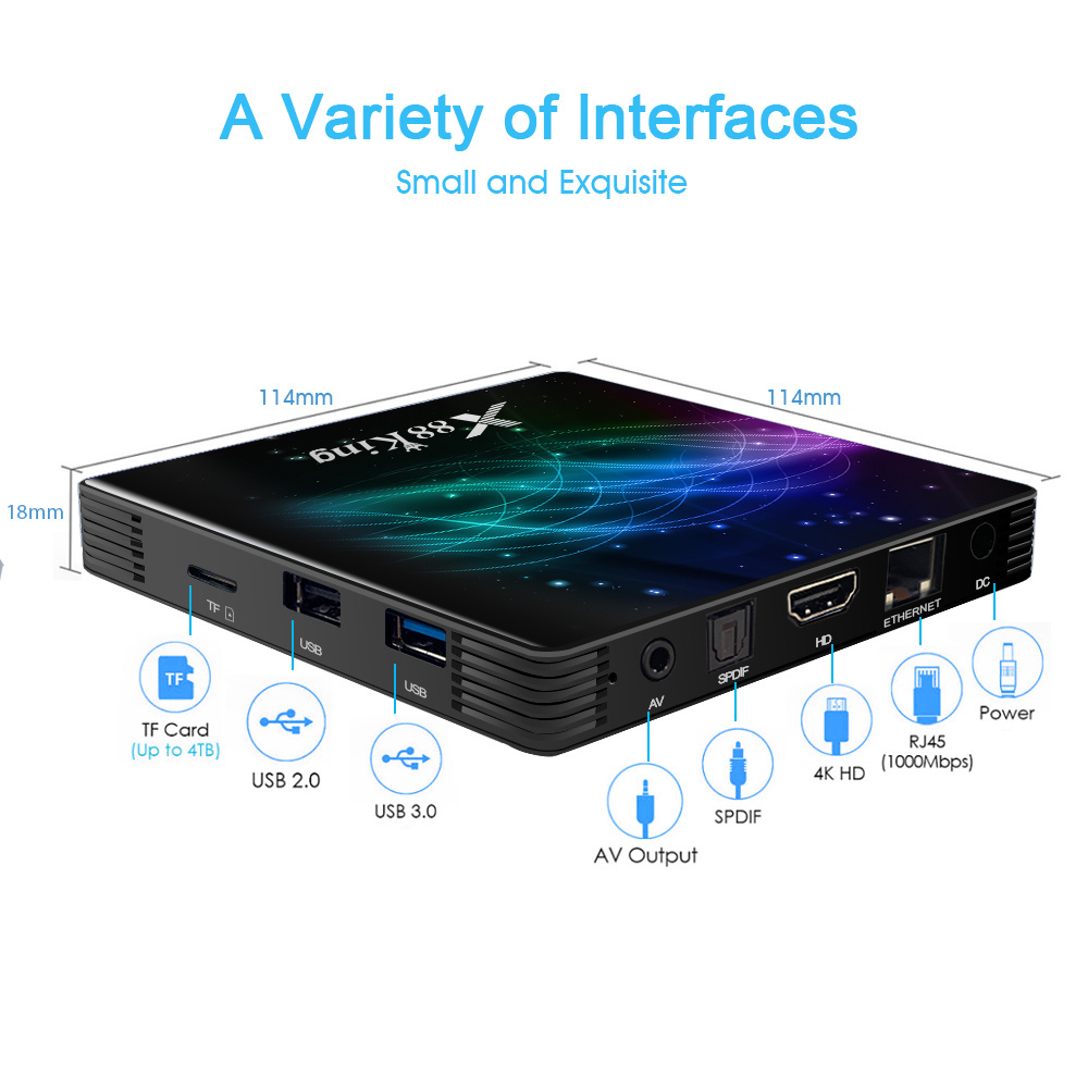 X88 King Amlogic S922X Android 9.0 TV Box B T 5.0 4GB RAM 128GB ROM Quad+dual core tv box