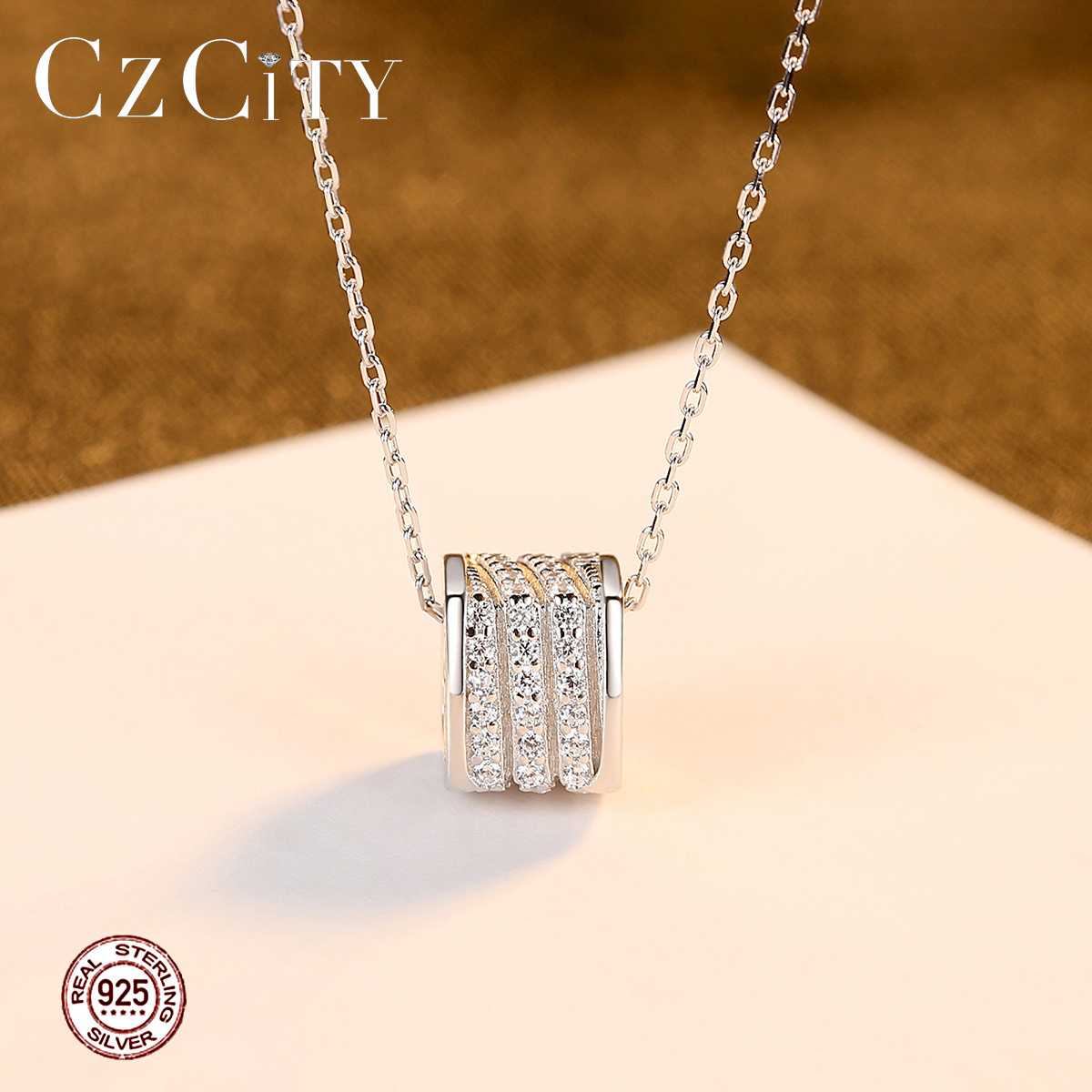 CZCITY 925 Silver Designer Trendy Dainty Jewelry Pendent Jewellery Bling Iced Out Necklace