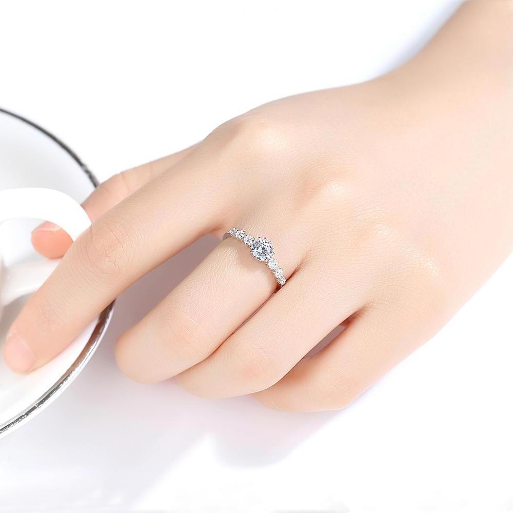 S925 Sterling Jewelry Rhodium Plated Diamond Hot Stackable Ring for Women Wedding Korean Style Wholesale Silver Ring