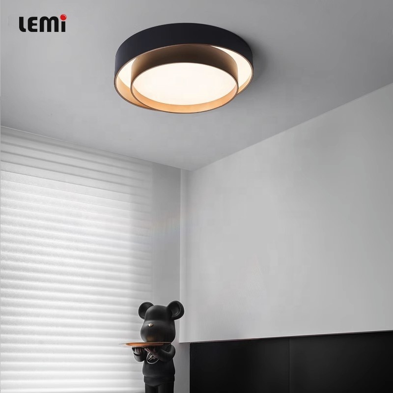 Modern minimalist black LED chandelier indoor lighting bedroom living room dining room study fashion ceiling chandelier