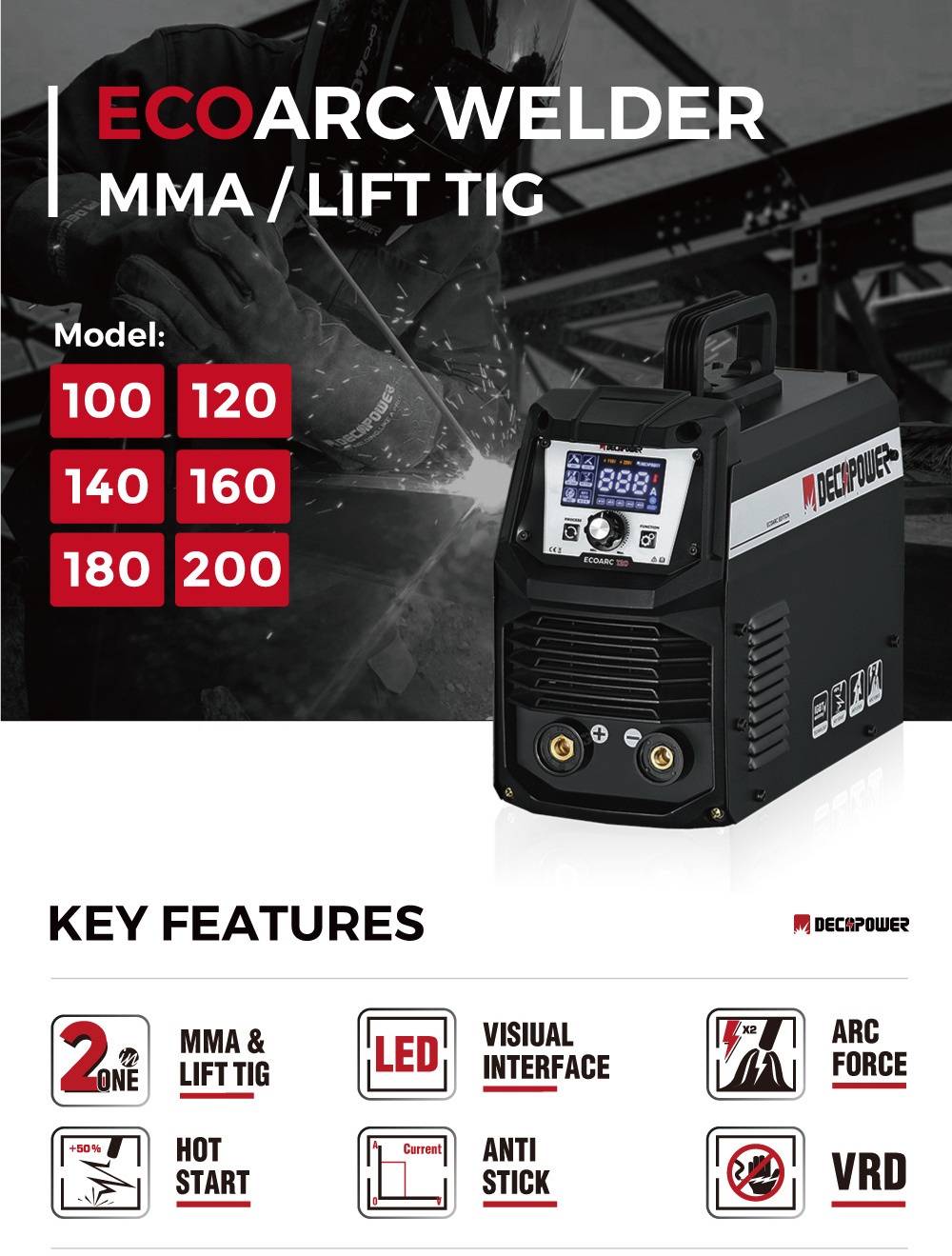 high efficient mini inverter mma welder MMA IGBT inverter arc 200A welding machine