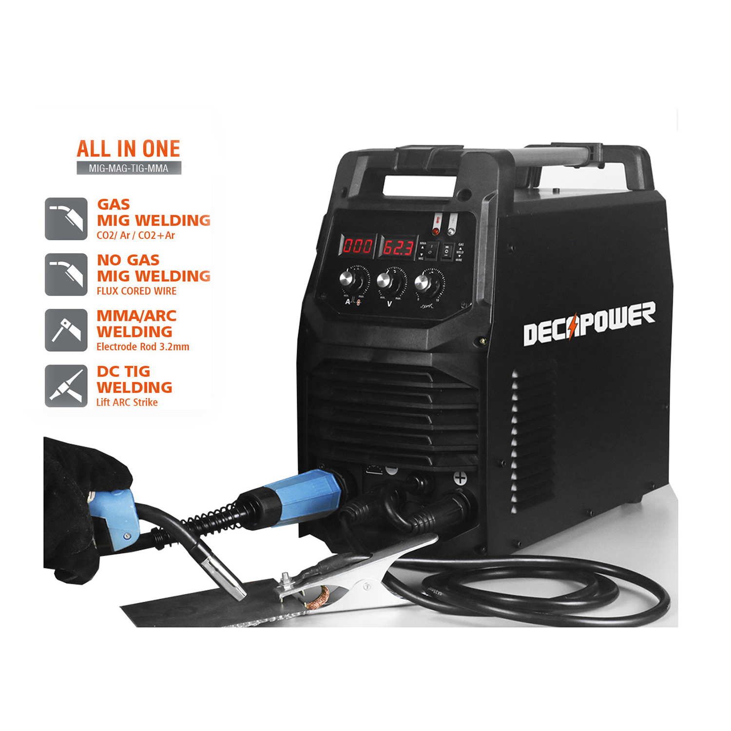 Decapower MMA TIG MAG MIG Welders Gas No Gas Inductance adjustment Stick welder MIG welding machines