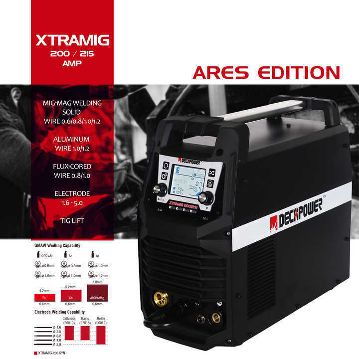 Decapower CE Approved Integrated Display Inverter Gas Gasless MIG Welding machine XTRAMIG 200A