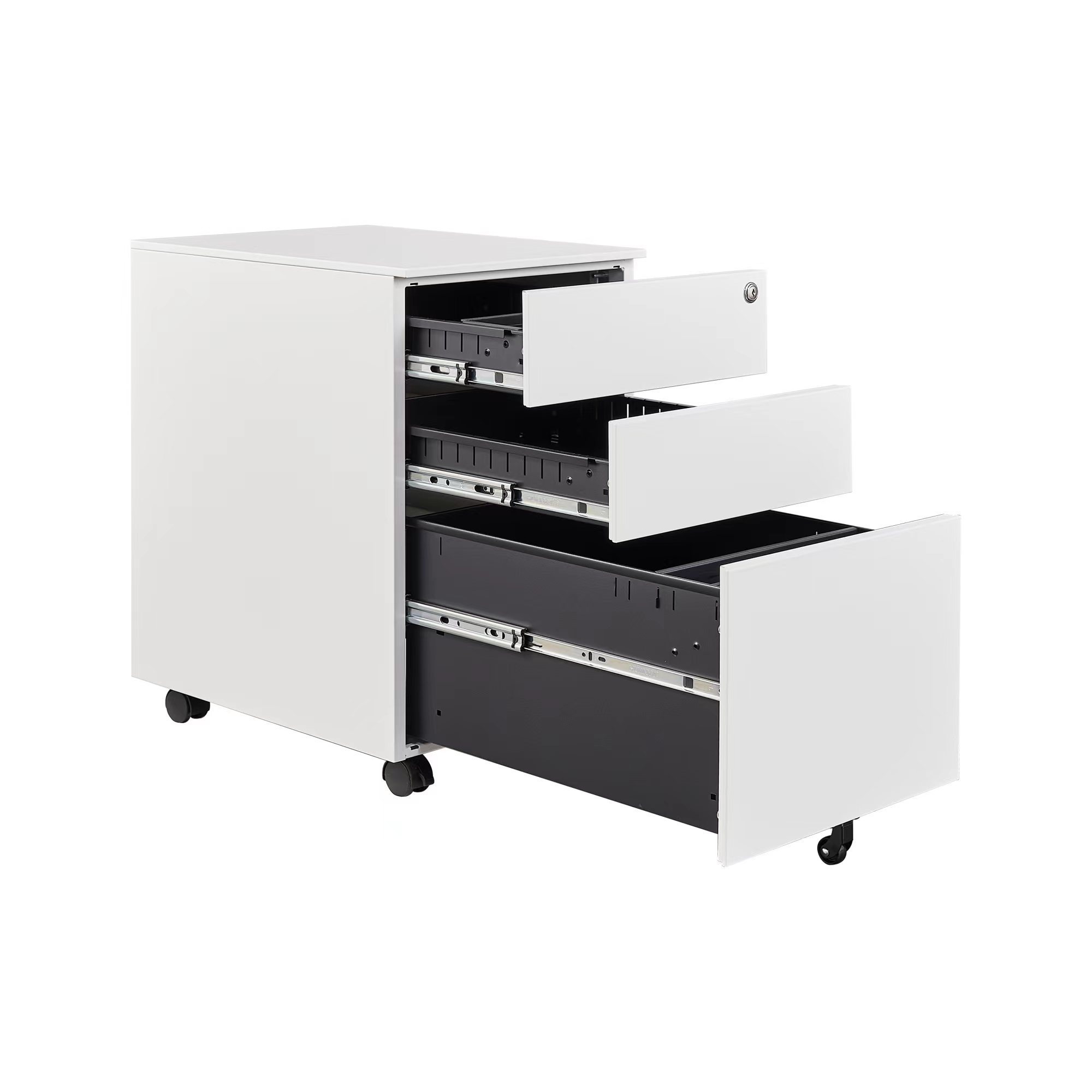 2024 Hot Sale Modern Design 3 Drawer Metal Office Furniture A4 File White Movable Cabinet Steel Mobile Pedestal