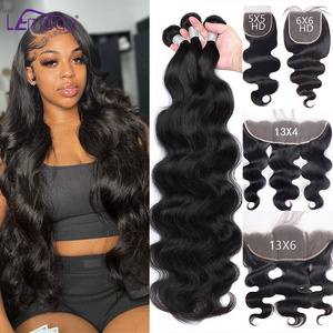 Hot Sale Unprocessed 100% Virgin Human Hair 3 Bundles With Lace Closure Cuticle Aligned Hair Raw Indian Hair Bundles