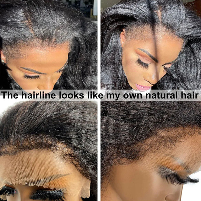 New Kinky Straight With Afro Curly Baby Hair 13X4 HDtranspar Lace Front Human Hair Wigs Natural Hairline Kinky Edges Curly Hair