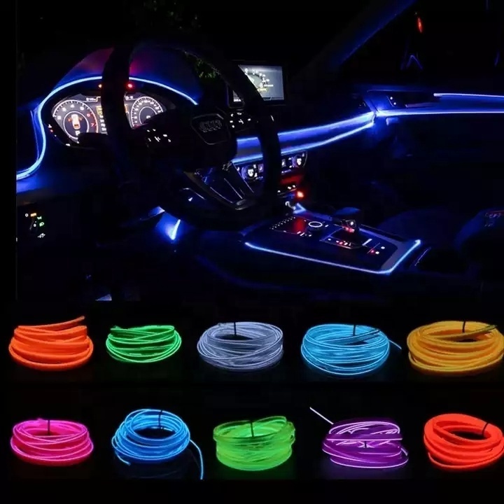 Car accessories Interior Atmosphere Lamp LED Neon Decorative EL Wire Ambient USB DIY cold light line strip Tube auto lighting