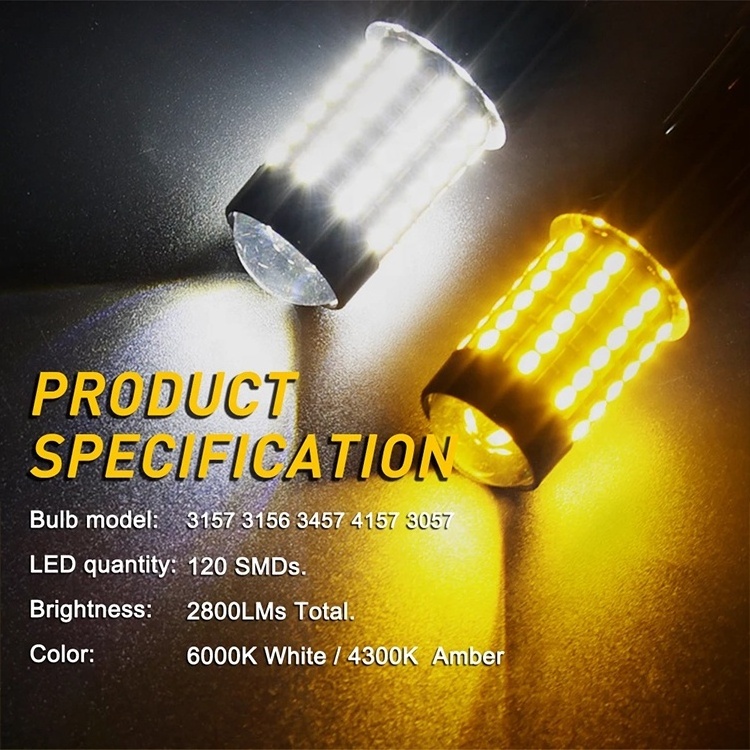 Car turn signal light LED brake bulb 3014 120SMD S25 1157 BAY15D 7443 W21 5W T20 3157 T25 Canbus reverse tail lamp DRL