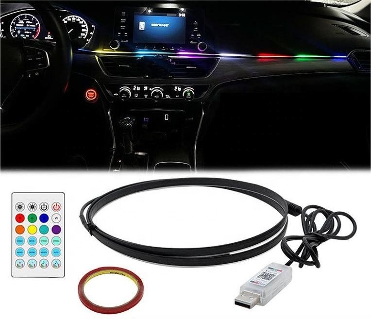 New Car Interior Symphony Chasing RGB LED Acrylic Strip Lights Decoration Neon Atmosphere APP Control hidden style Ambient lamp