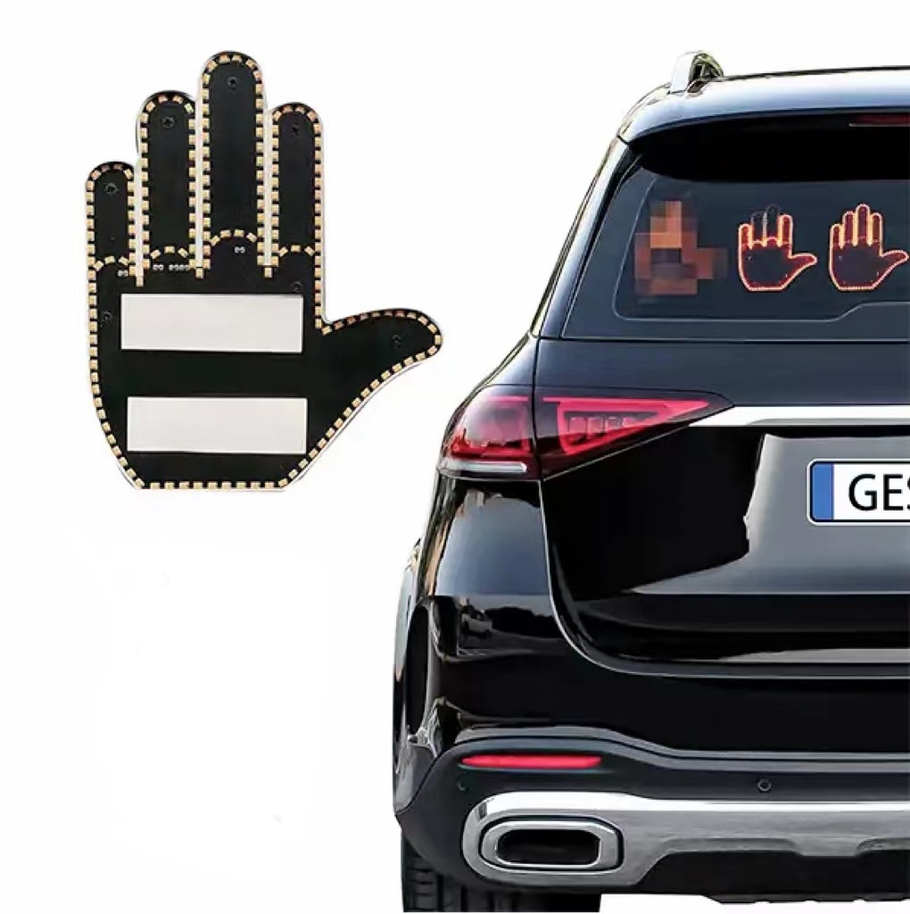 Stock Available flik middle finger led decoration car light Remote control cool car accessories Warning Brake Light