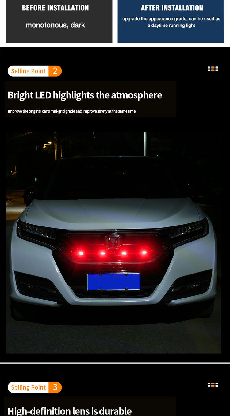 RGB Car Led Strobe Warning front hood Bumper Grille Flashing Light bar APP control Beacon bulb 12V Daytime Running Traffic light