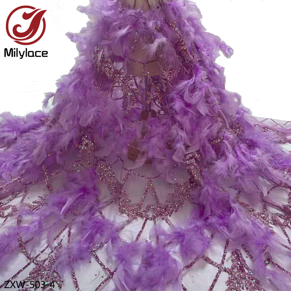 Glorious Wedding Dress Bridal Gowns Lace Fabric 3d Flower Feather Lace Fabric