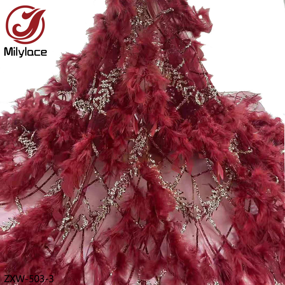 Glorious Wedding Dress Bridal Gowns Lace Fabric 3d Flower Feather Lace Fabric